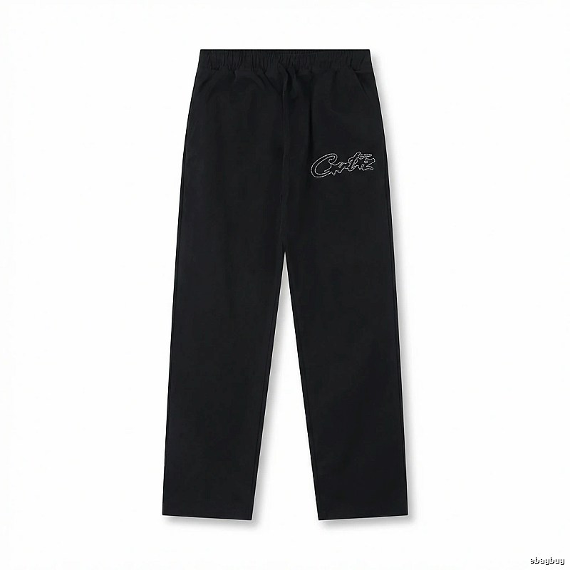Corteiz minimalist style black long trousers
