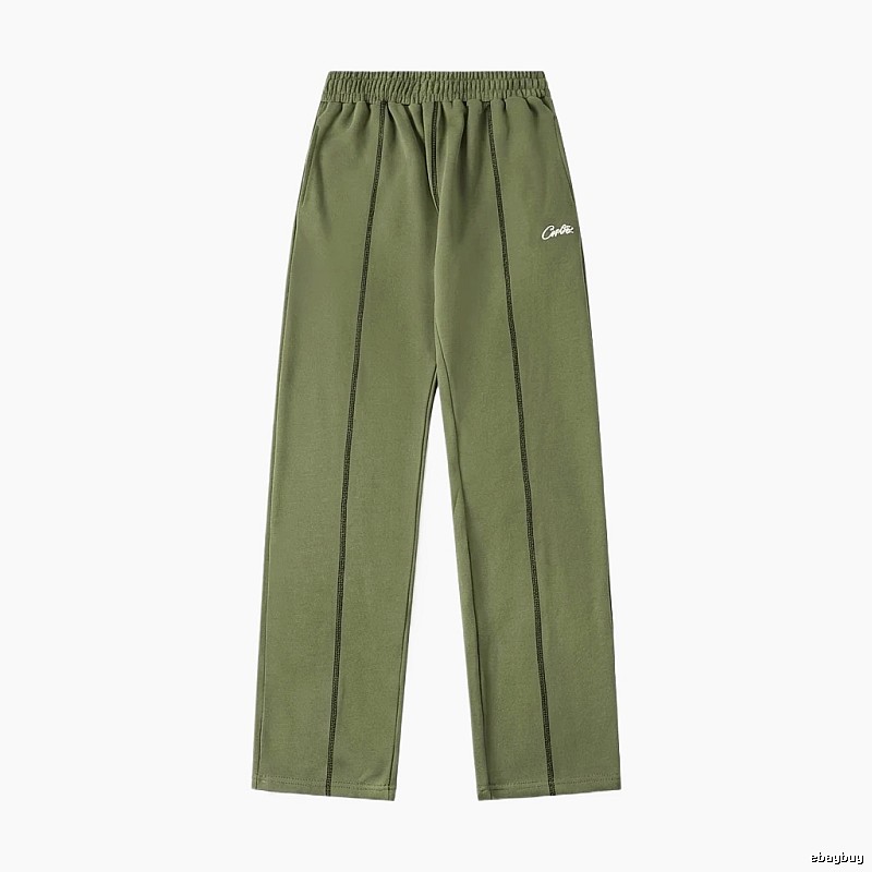 Corteiz minimalist style olive green long trousers