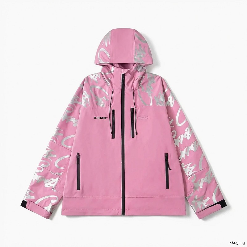 Corteiz Printed Trendy Pink Coat