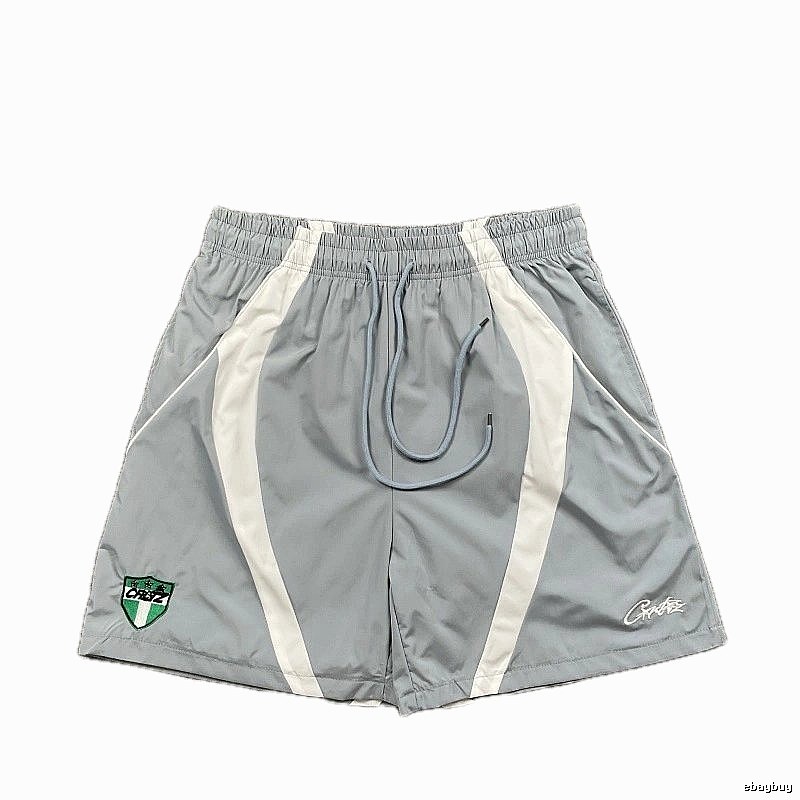 Corteiz Shield Logo Street Style Light Gray Athletic Shorts