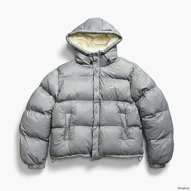 Corteiz trendy and cool style grey down jacket