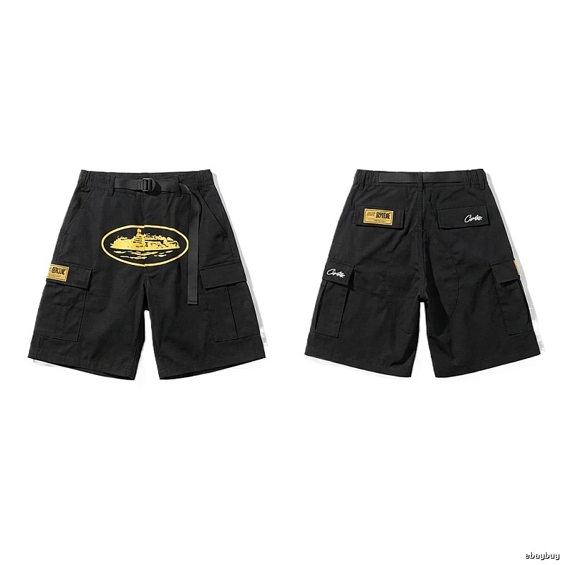 Corteiz workwear-style black shorts