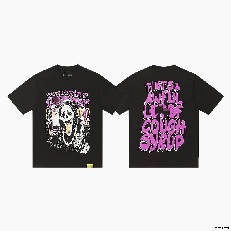 COUGH SYRUP Grimace Print Street Style Black T-Shirt