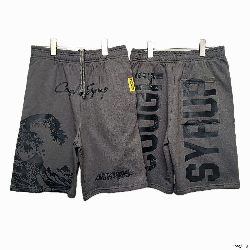 COUGH SYRUP Printed Street Style Grey Shorts
