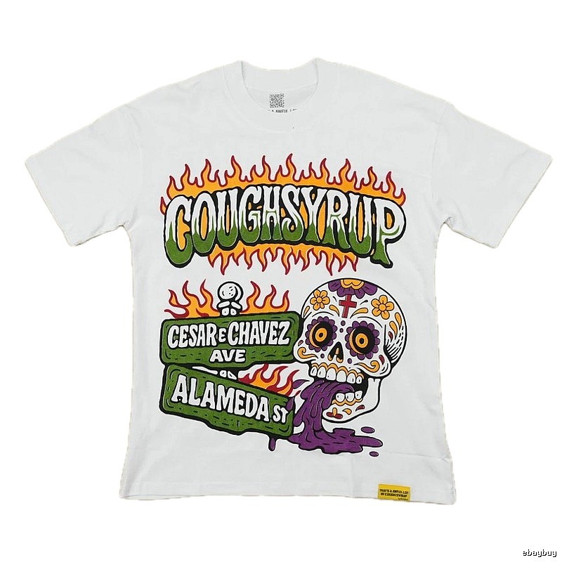 COUGHSYRUP Skeleton Print Street Style White T-Shirt