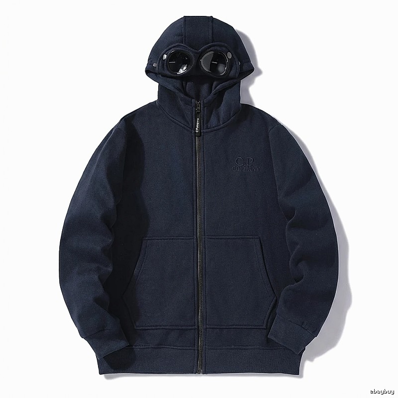 C.P. COMPANY Workwear Style Navy Blue Hoodie