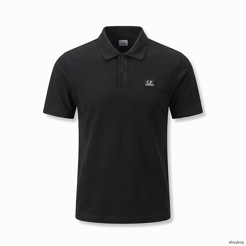 C.P. Simple Style Black Polo Shirt