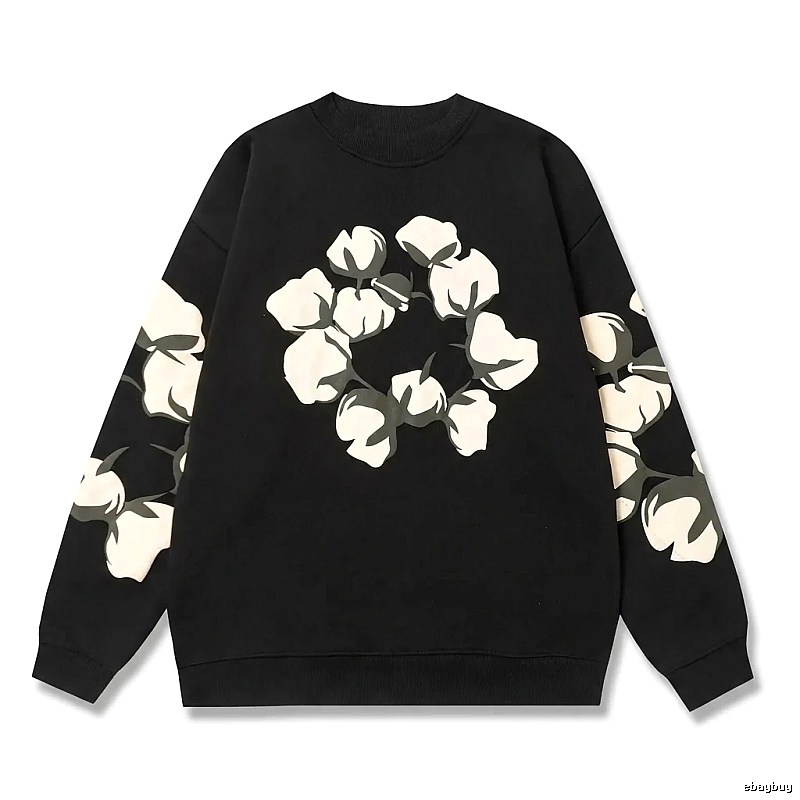 DENIM TEARS Cotton Printed Black Sweatshirt