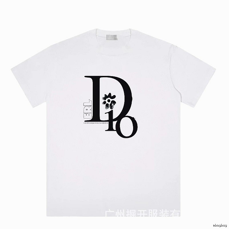 Dior Co-branded Trendy Style Printed White T-Shirt