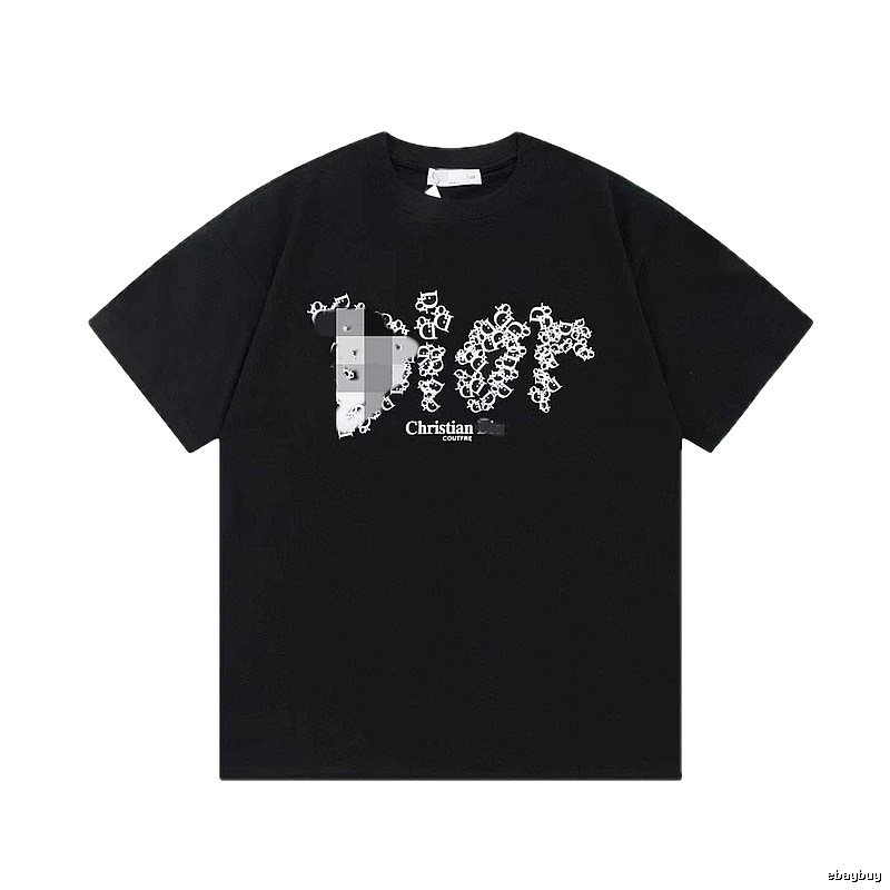 Dior Cool & Trendy Style Printed Black Short-sleeve T-shirt