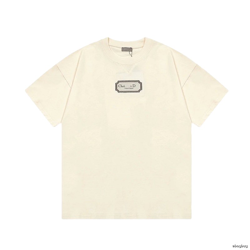 Dior Couture Minimalist Style Off-White Short-sleeve T-shirt