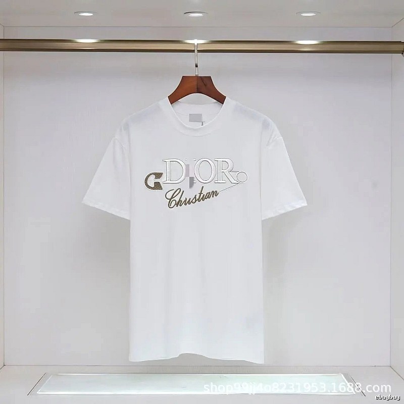 Dior Embroidered Light Luxury Style White Short-sleeve T-shirt