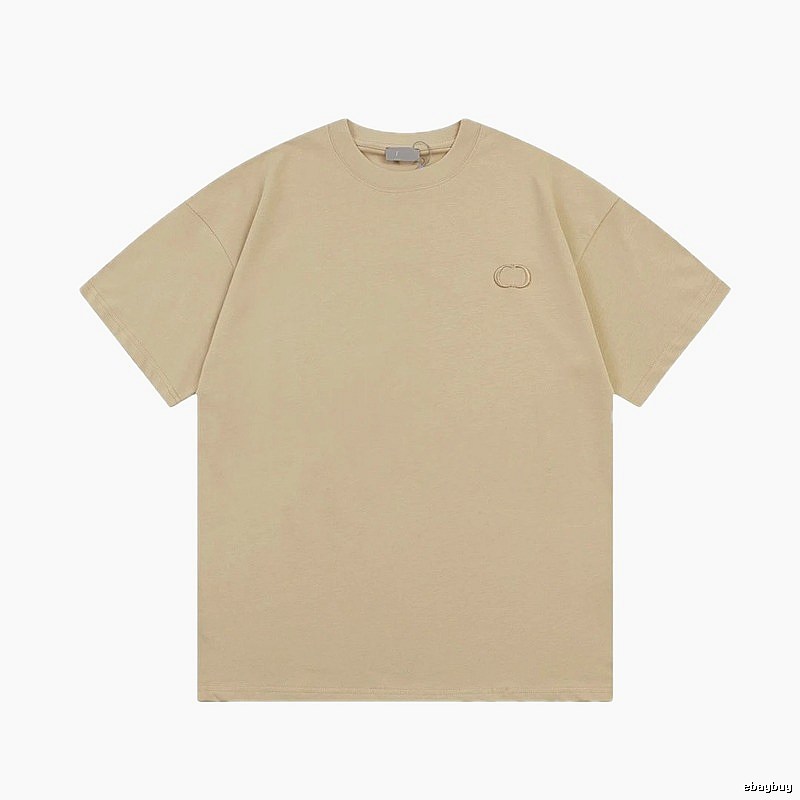 Dior Embroidered Minimalist Style Khaki Short-sleeve T-shirt