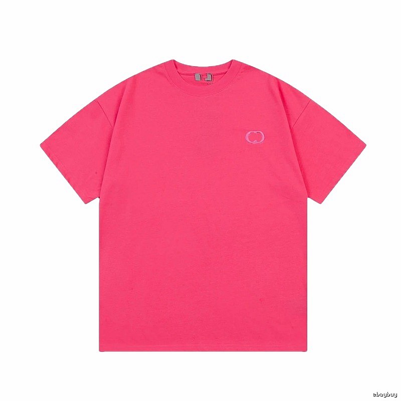 Dior Embroidery Collection Minimalist Style Dragon Fruit Pink Short-sleeve T-shirt
