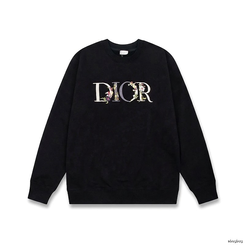 Dior Floral Alphabet Style Black Sweatshirt