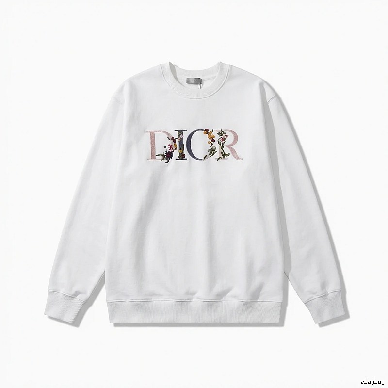 Dior floral embroidery style white sweatshirt