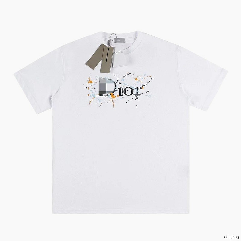 Dior Ink-splatter Graffiti Street Style White Short-sleeve T-shirt