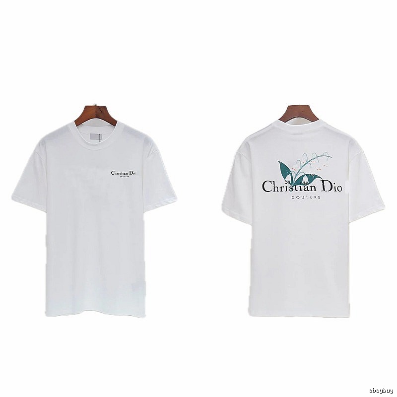 Dior Lily of the Valley Collection Casual Style White T-Shirt