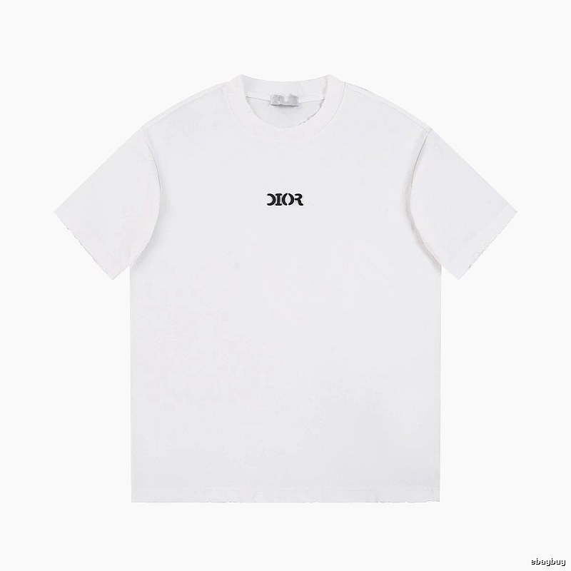 Dior Minimalist Style Embroidered Logo White Short-sleeved T-shirt