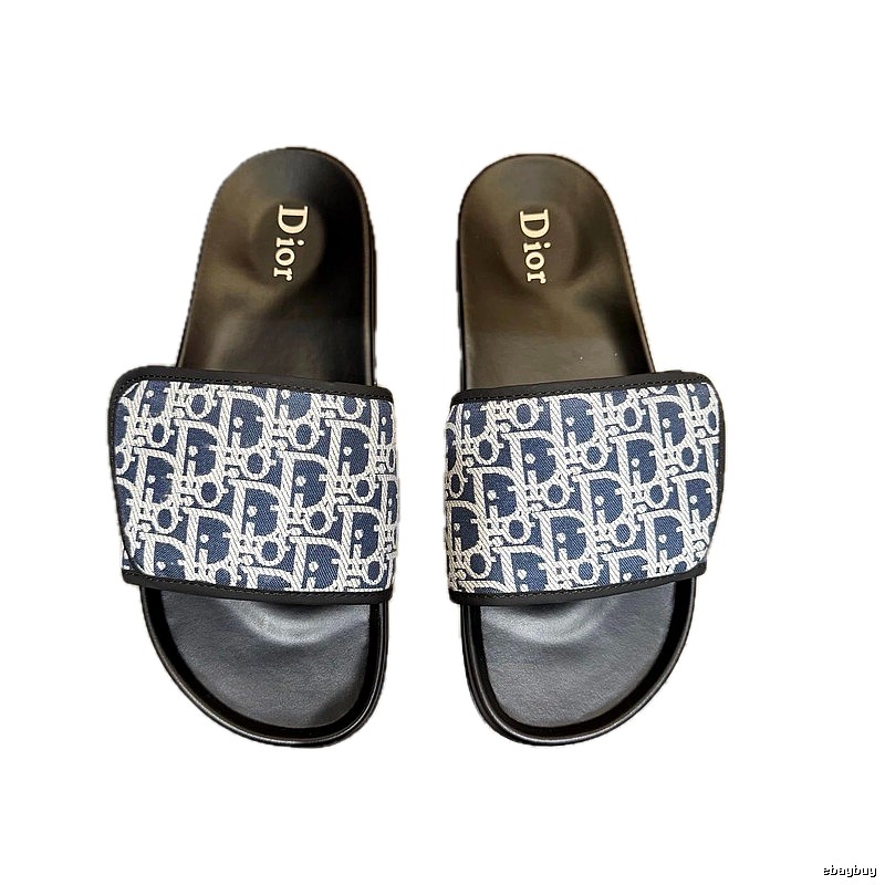 Dior Oblique Collection Luxury-style Blue & Black Slides