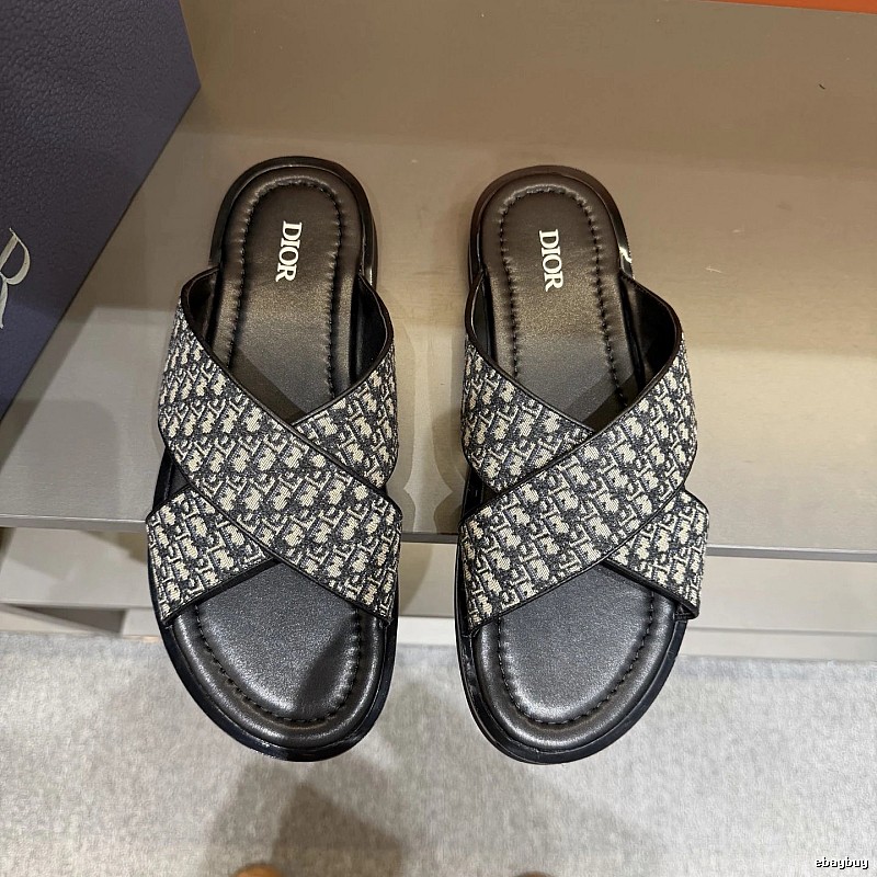 Dior Retro-style Monogram Black and Grey Slides