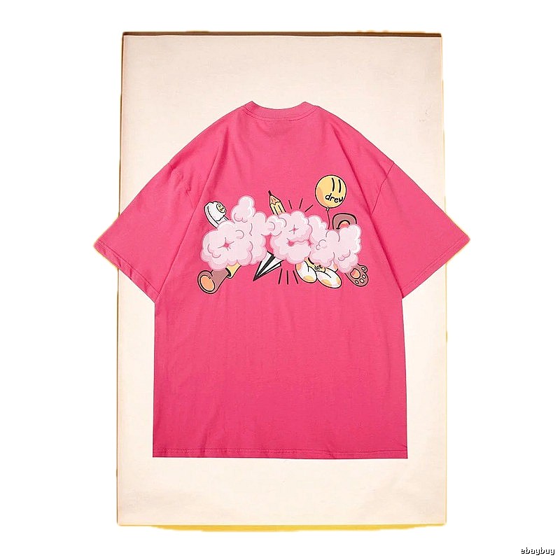 DREW Cloud Print Street Style Pink T-Shirt