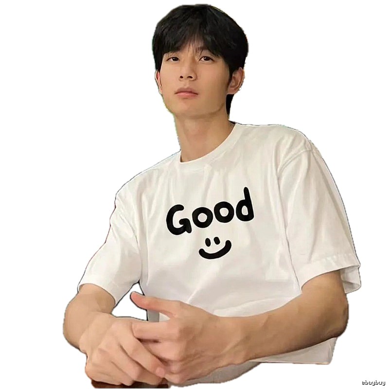 DREW Smiley Casual Style White Short-sleeve T-shirt