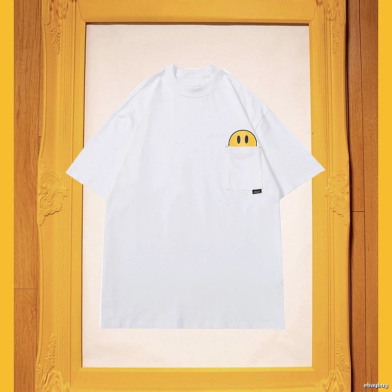 DREW Smiley Face Pocket Street Style White T-Shirt