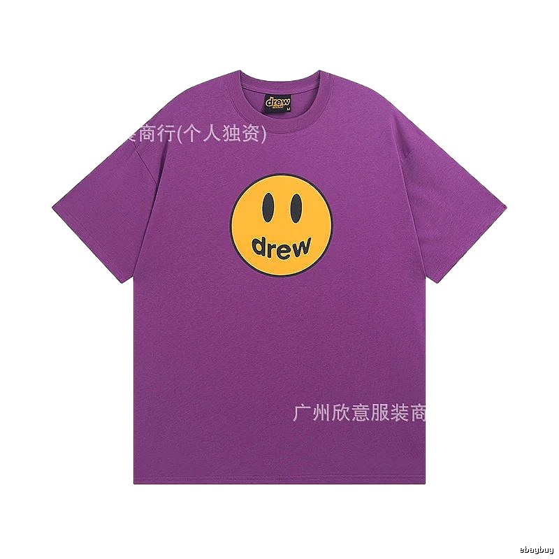 DREW Smiley Face Street Style Purple Short Sleeve T-shirt
