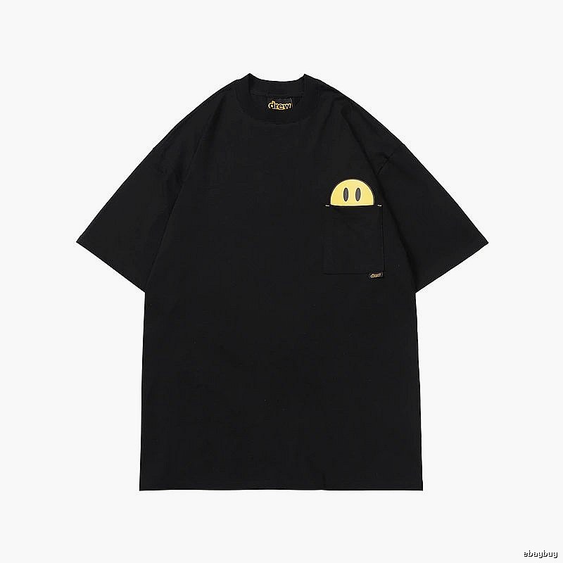 DREW Smiley Pocket Street Style Black T-Shirt
