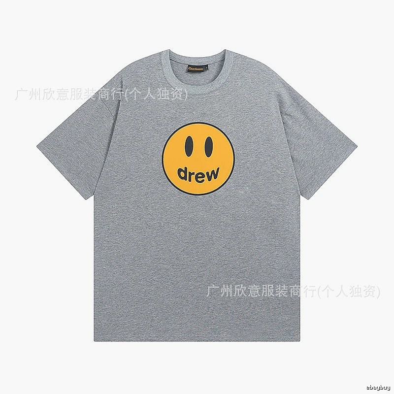 DREW Smiley Series Street Style Gray T-shirt