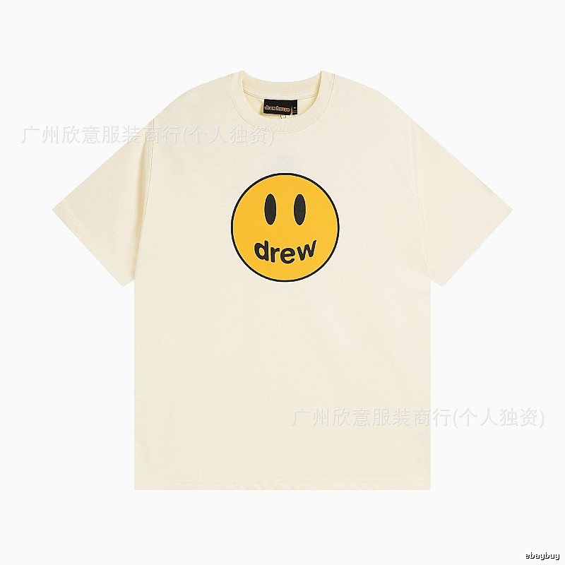 DREW Smiley Street Style Off-white Short Sleeve T-Shirt