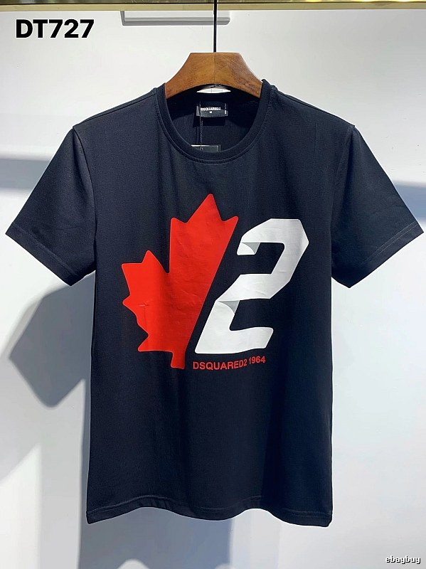 DSQ Maple Print Streetwear Black Short-sleeve T-shirt