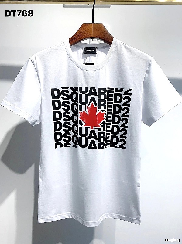 DSQ2 Maple Leaf Print Street Style White Short Sleeve T-Shirt