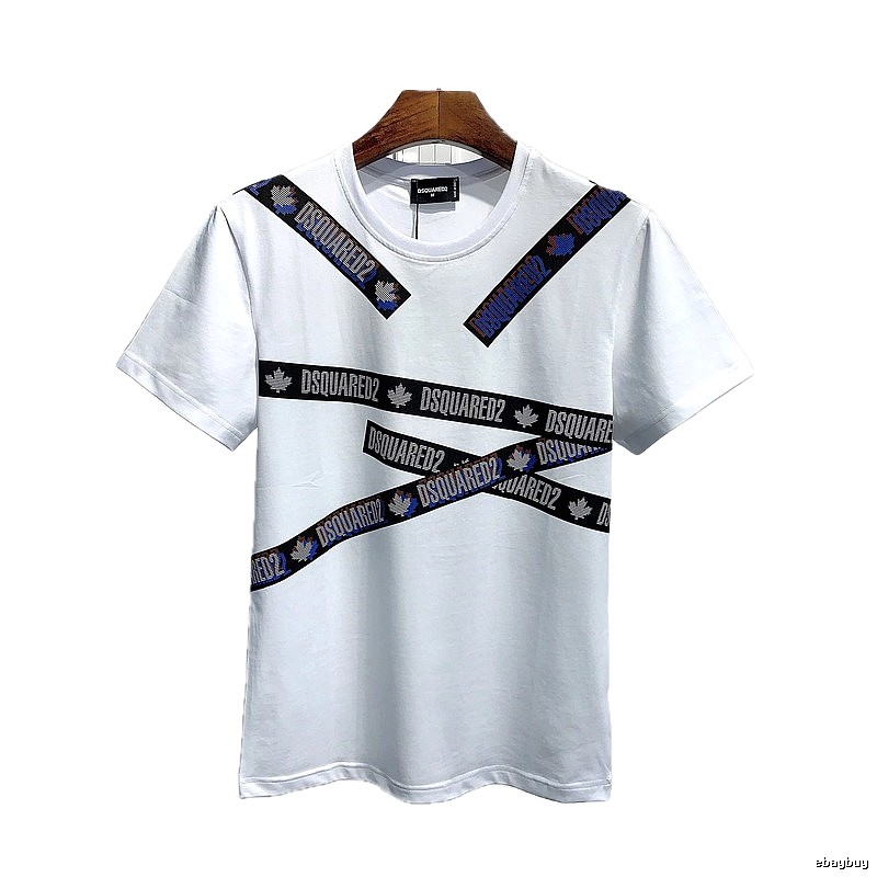 DSQUARED2 Webbing Streetwear Brand White Short-sleeve T-shirt