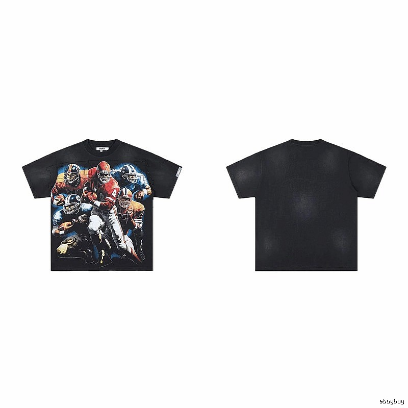 DUAA Rugby Print Retro Black T-Shirt