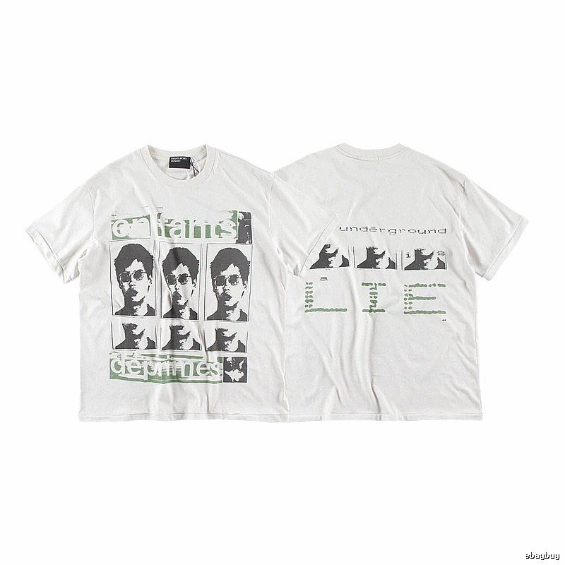 ERD GRJKD Portrait Print Vintage Off-white T-Shirt