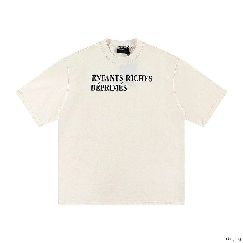 ERD Letter Print Minimalist Style Off-white Short-sleeve T-shirt