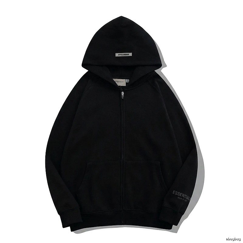 ESSENTIALS minimalist style black hoodie