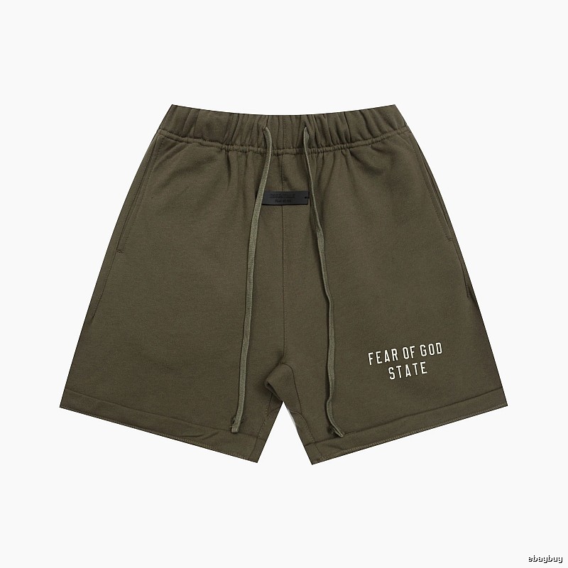 ESSENTIALS Sporty Military Green Shorts