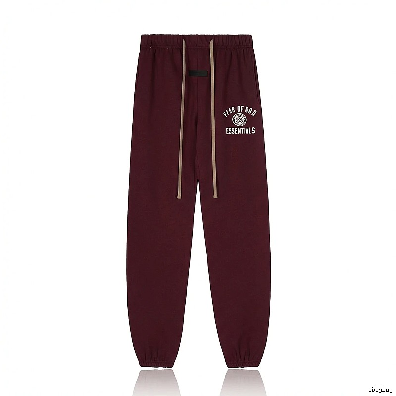 ESSENTIALS Trendy Casual Wine Red Sweatpants