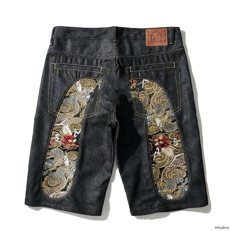 EVISU dragon pattern retro denim shorts