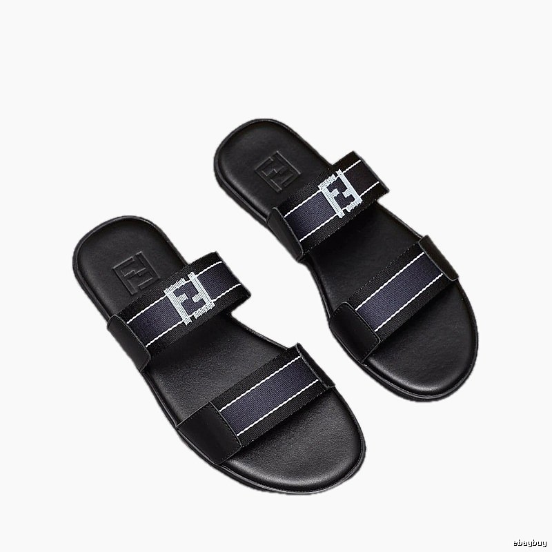 Fendi FF Collection Streetwear Style Black Slides