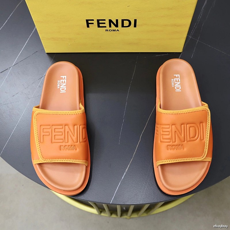 Fendi Roma Minimalist Style Orange Slide Sandals