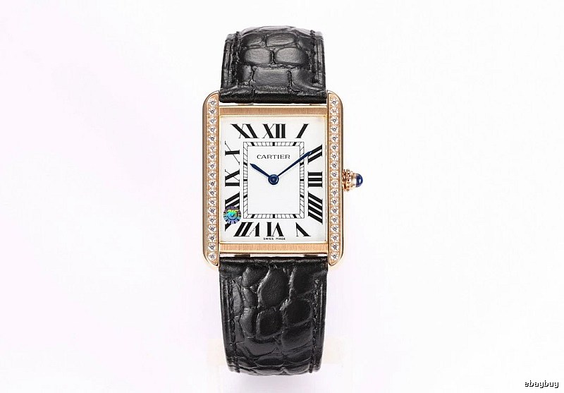 Gifting Cartier Tank-Style Dress Watch - Rose Gold And Black
