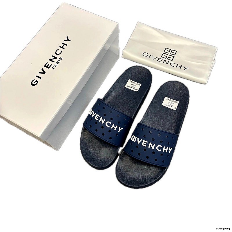 Givenchy Letter Cut-out Trendy Style Navy Blue Slides