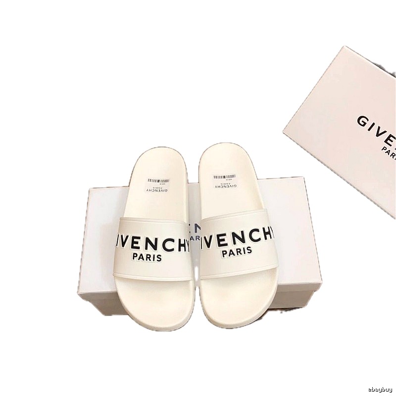 Givenchy Letter Print Minimalist Style White Slippers