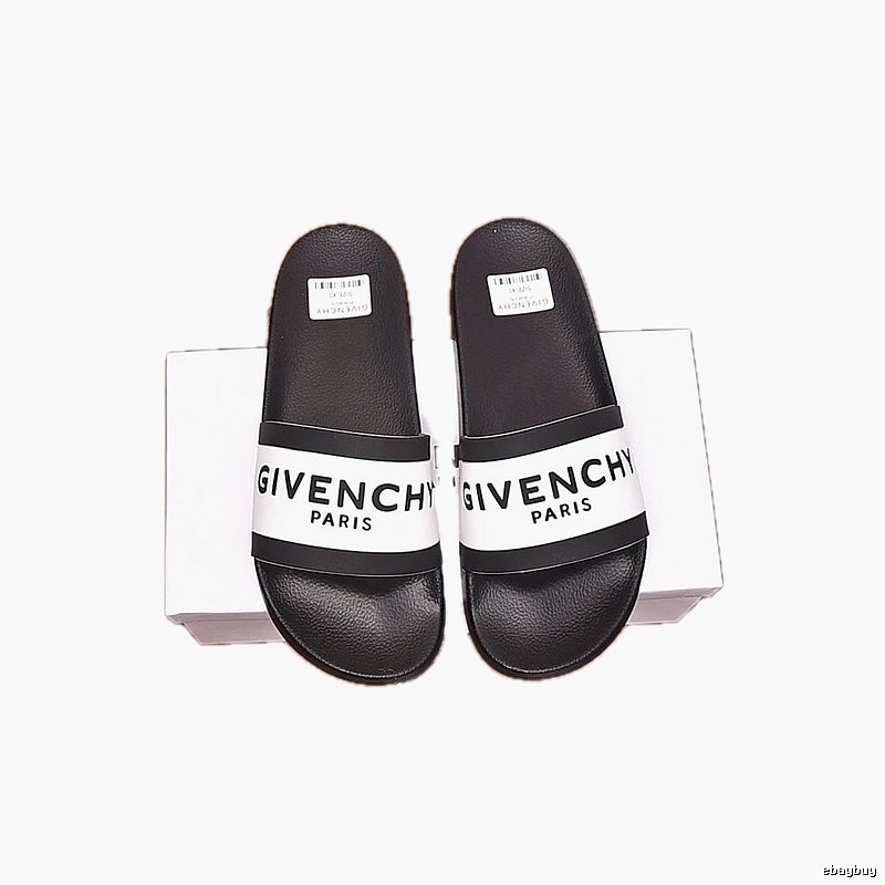 Givenchy Letter Printed Streetwear-style Black and White Slides