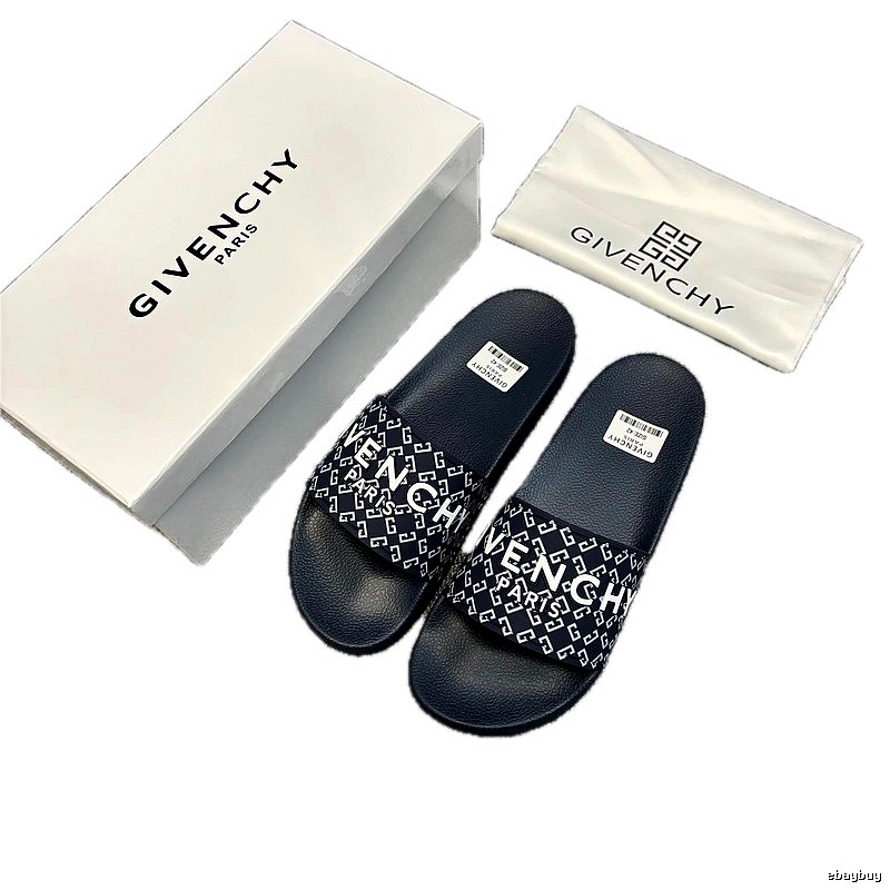 Givenchy Monogram All-over Print Trendy Navy Blue Slide Slippers
