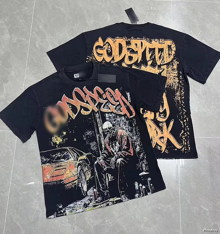 GOD Skull Graffiti Street Style Black Short-sleeve T-shirt